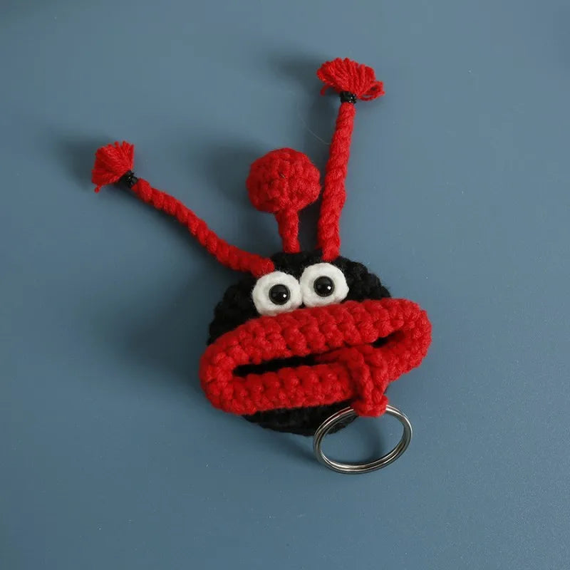 Cute Fruit Series Sausage Mouth Doll Crochet Keychains Custom Knitting Bag For Car Keys Holder Funny Doll Bag For Keys Storage