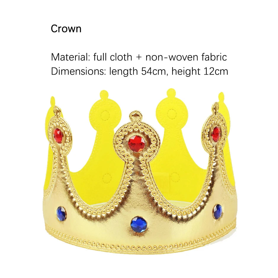 Adult Kids Cape King Prince Cosplay Costume Crown Shawl Parent-child Activity Party Performance Costume Halloween Cloak