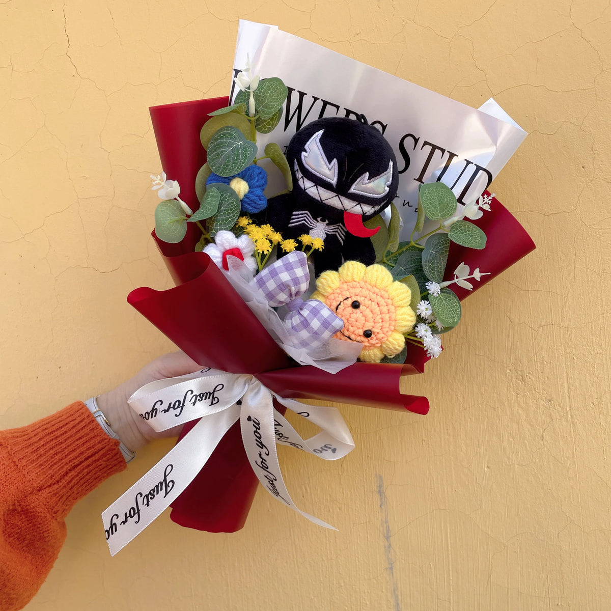Amine Super Hero Spider-Man Stuffed Plush Dolls Creative Handmade Bouquets for Boys Graduation Christmas Birthday Gifts