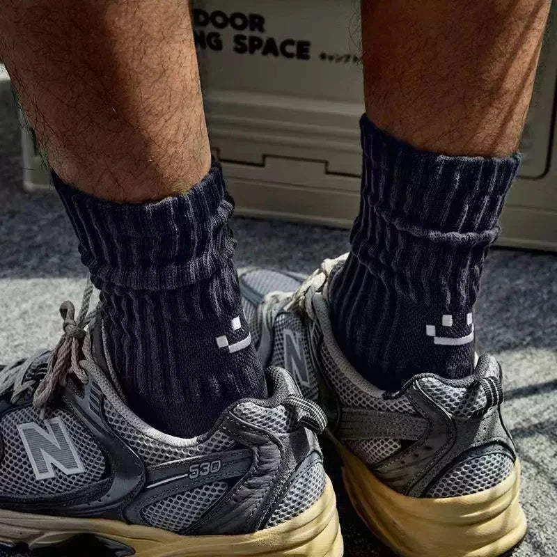 4 Pairs Men's Cotton Work Socks Long Running Breathable Ankle Crew Socks Casual Socks for Men Cycling Socks