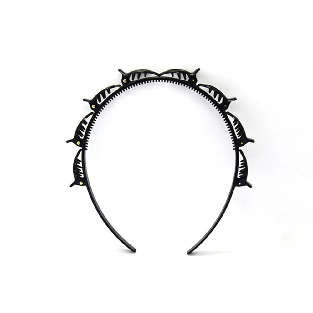 Double Bangs Twist Hair Clip Headband for Women