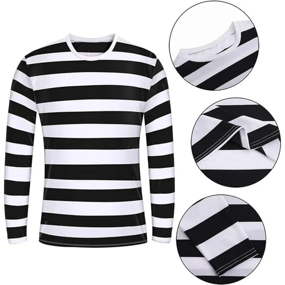 Movie Convict Thief Cosplay Costume Bank Robber Disguise Accessories Sets for Kids Halloween Carnival Party Clothes Role Play