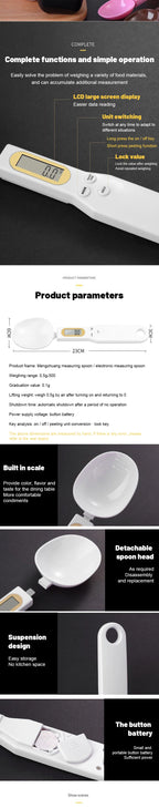 LCD Digital Measurement Adjustable Weighing Spoon Kitchen Scale Electronic Measuring Spoon Coffee Powder Scale Baking Scale