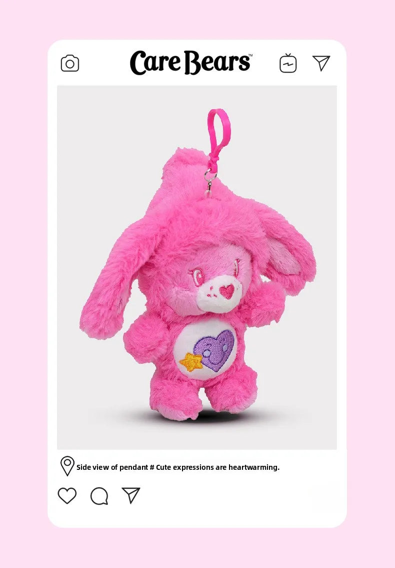 Cute Carebears Plush Keychain Rabbit Hat Key chain Rainbow Bear Doll Schoolbag Doll Birthday Gift Room Decor