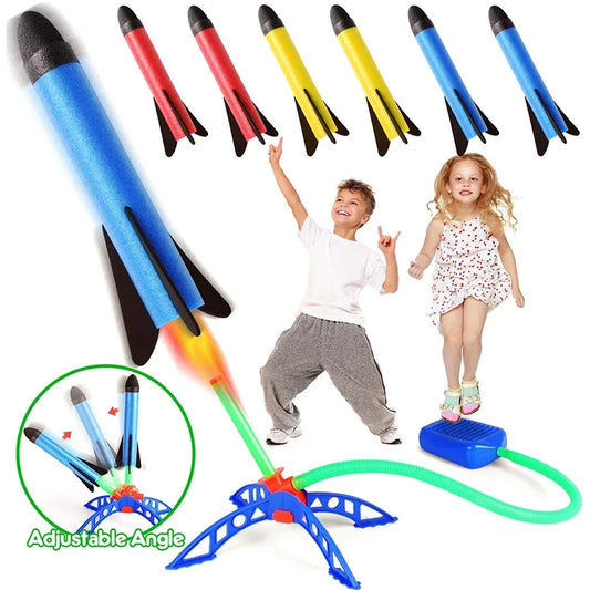 Kids Air Powered Rocket Launcher Foot Pump Outdoor Game