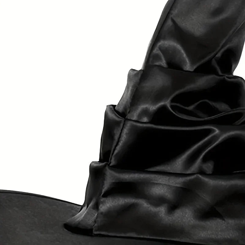 Halloween Witch Hat - Foldable Wizard Cosplay Headgear, Black Devil Cap for Adults Women Men, Party Costume & Decor