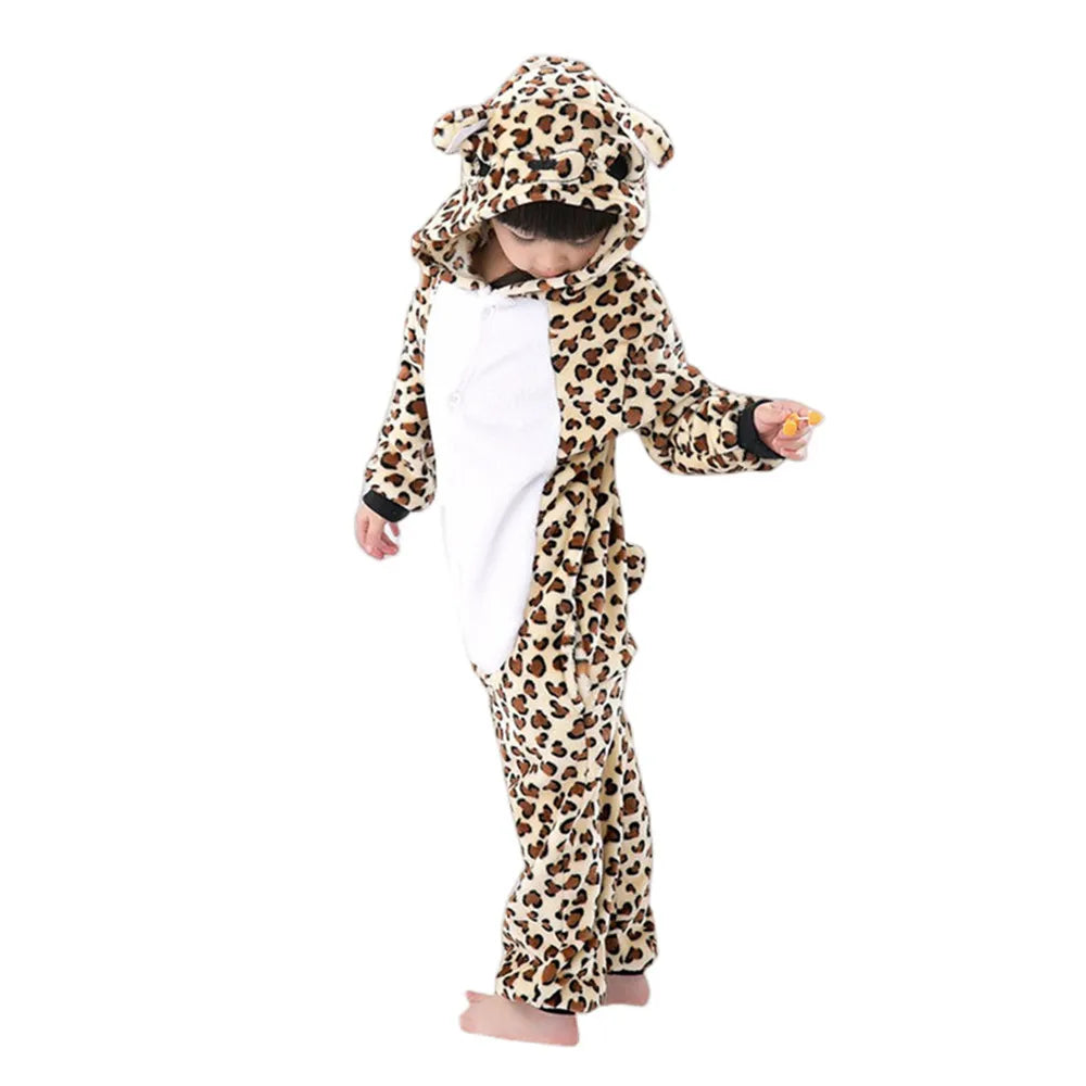 Cartoon Kigurumi For Children Kids' Animal Onesie Pyjamas Dog Wolf Dragon Dinosaur Halloween Carnival One-piece Costume Homewear