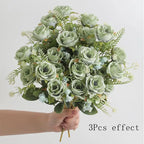 30cm Rose White Silk Bouquet Peony Artificial Flower 5 Big Head 4 Small Bud Wedding Brides Home Decoration Artificial Flower