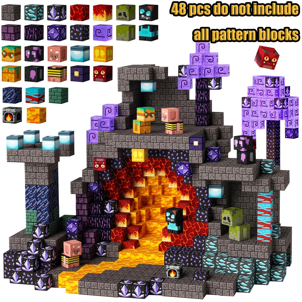 Magnetic Building Blocks Mine World Magnetic Mine Exploration Construction Brick Cube STEM Toy Set Gift for Boy Girl Children