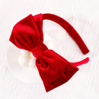 Solid Velvet Bow Headband For Girls Sweet Double-Layer Large Bownot Adjustable Hair Hoop Children Women Headwear Accessories