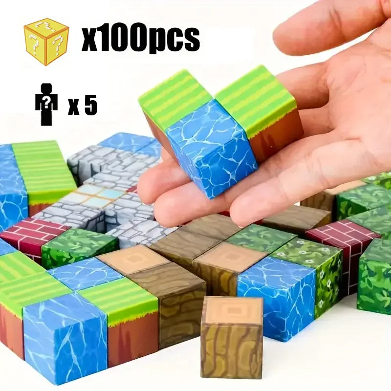 Magnetic Building Block Bricks Toy Mine Stacking World Creative Build Model DIY Set Educational STEM Kids Gifts for Boy Girls