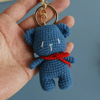 Cute Small Bear Doll Keychain For Couple Gifts Handmaking Crochet Cartoon Bear Keychain Knitting Animal Doll Custom Accessories