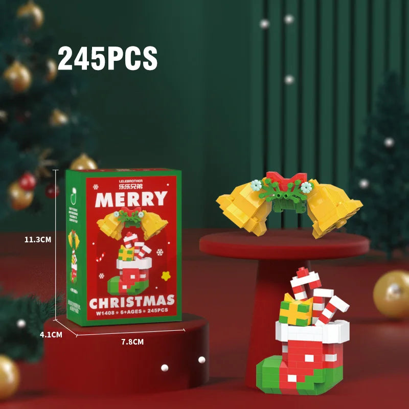 Christmas Building Block Santa Claus Snowman Elk Tree Micro Brick Puzzle Assembly Model Home Decoration Xmas Party Gift Kid Toy