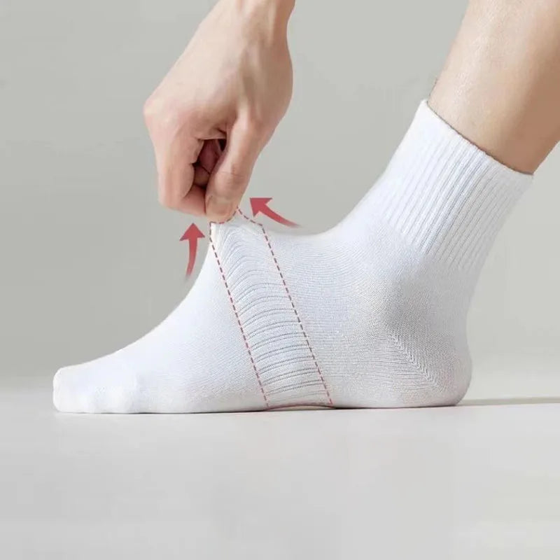 10/20/30 Pairs Neutral Solid Color Mid Calf Round Neck Socks Spring Autumn Sweat Absorbing Breathable All Season Sports Socks