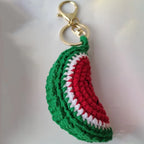 Cute Fruit Series Crochet Keychain Handmaking Knitted Strawberry Keyrings Cute Cherry Keyrings For Bag Pendant Custom Accessory