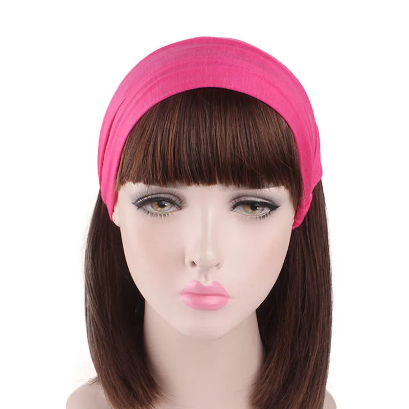 New Summer Women Solid Cotton Headband Elastic Wide Soft Girls Sports Yoga Knotted Headband Running Sweatband For Tennis Gym