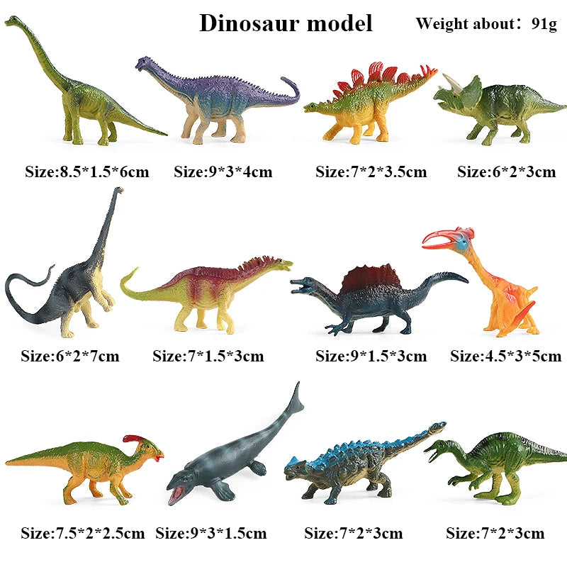 Oenux Montessori Miniature Lion Shark Horse Dinosaur Animals Model Set Action Figures Figurine Zoo Cute Education Kids Toy Gift