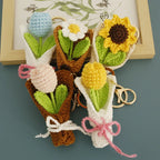 Exquisite Bouquet Series Crochet Keyrings Wholesale Handmaking Bouquet Keychain For Bag Pendant Knitting Flower Keyrings Custom