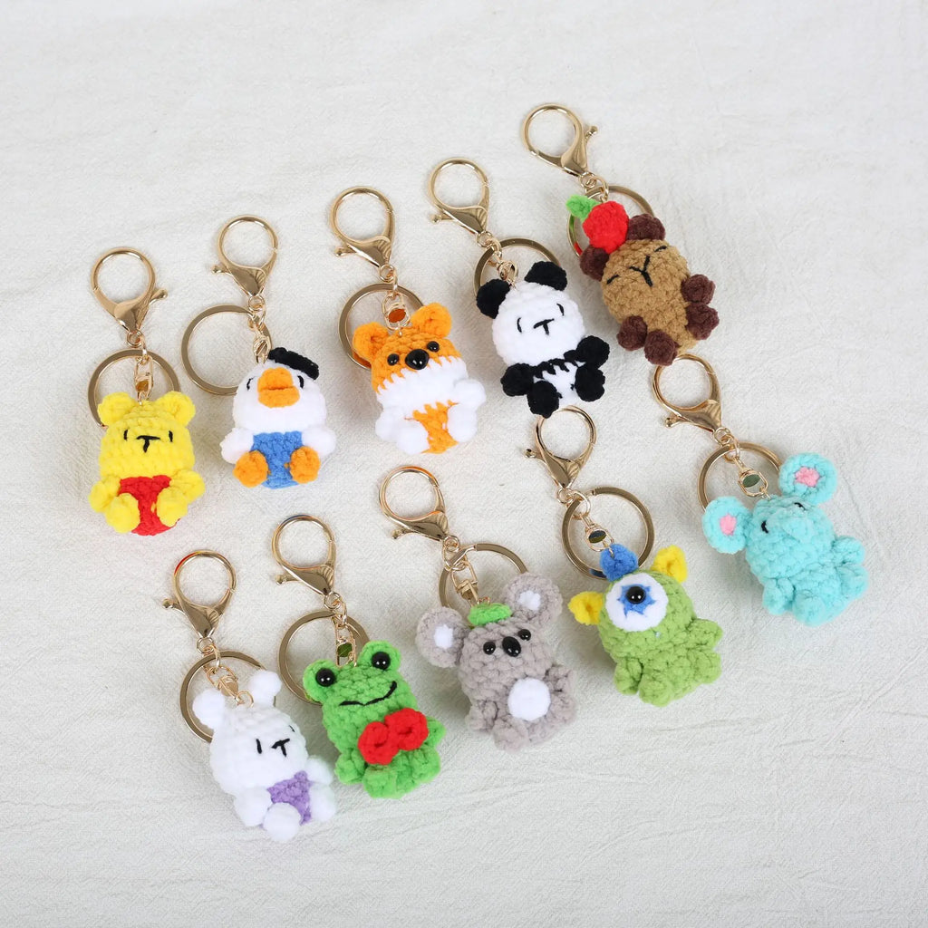 Mini Animal Doll Series Crochet Keychain Knitted Small Rabbit Doll Keyrings Mini Puppy Cute Keychain Wholesale Custom Accessory