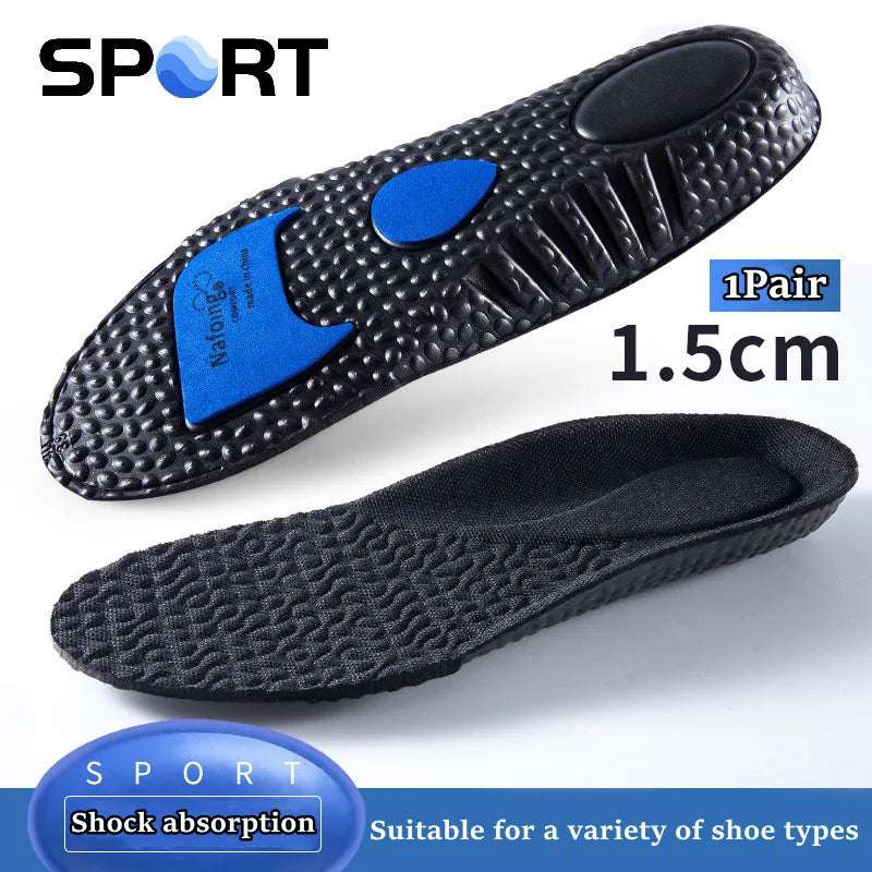 1Pair Height Increase Insoles for Feet PU Memory Foam Shoes Pad Breathable Orthopedic Heel Lift Insole for Sport Running Care