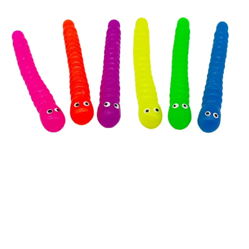 12/24 Pcs Mini Colorful Soft Caterpillars Kids Birthday Party Supplies Pinata Fillers Halloween Decoration Classroom Prize Gifts
