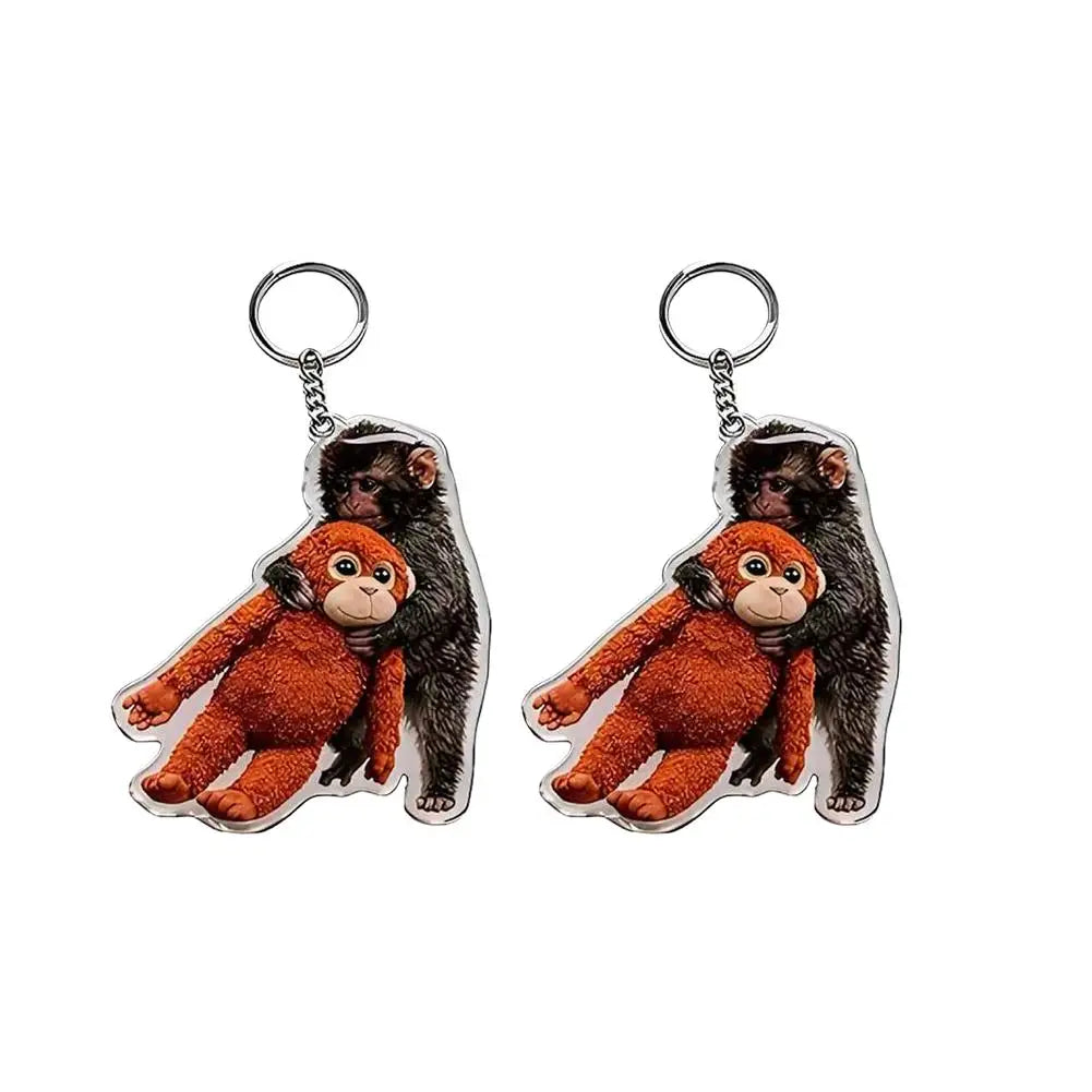 Funny Crochet Punch Monkey Keychain Cute Handmade Monkey Design Series Funny Keyring For Backpack Purse Keys Llavero 열쇠고리