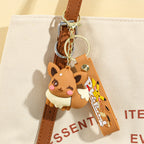 Eevee Keychain Evolution Set, Flareon Jolteon Vaporeon Plush Keychain, Pokémon Eeveelutions Key Ring for Fans