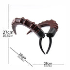 Black Red Demon Horn Headpiece Cosplay Women Gothic Devils Animal Ox Horns Headwear Halloween Carnival Party Costume Props
