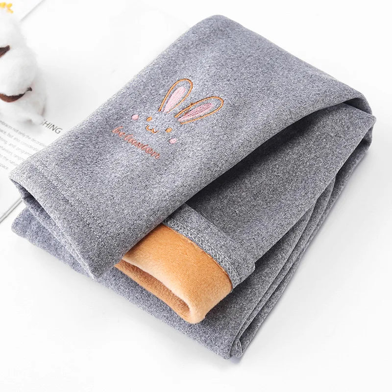 Girl Winter Leggings Fleece-lined Thermal Tights Outdoor Wear Multi-Color Autumn Winter Cute Kids Bottoms Thickened Warm Pants