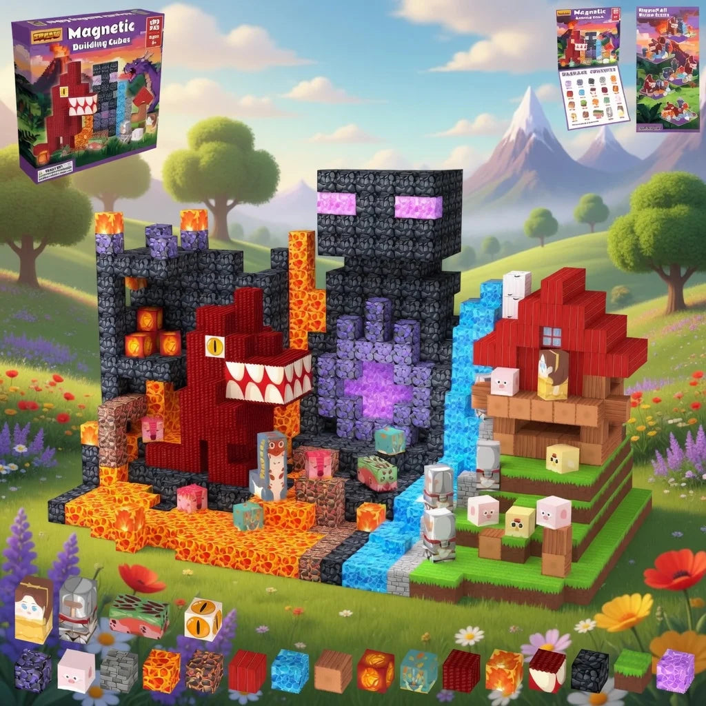 FUNXINEE Dinosaur Theme Park NEW Magnetic Blocks, 3D DIY Dinosaur Model, STEM Construction Toy, Creative Birthday Gift For Kids