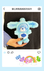 New Genuine Carebears Plush Rabbit Hat Keychain Rainbow Bear Doll Pendant School Bag Ornament Gift