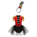 Girls Circus Ringmaster Cosplay Costume Sleeveless Sequin Tassels Leotard Ballet Tutu Dress Unitard Halloween Cosplay Lion Tamer