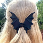 1Pc Gothic Punk Matte Black Bat-Wing Claw Clip, Elegant Women's Metal Ponytail Hair Accessory/Hair Claw, Suitable for Halloween