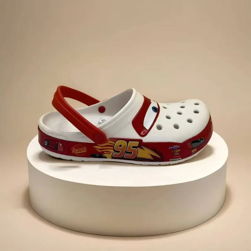 Lightning McQueen Hole Shoes Anime Cartoon Printing Kawaii Summer Travel Joker Portable Beach Cars Sandals Slippers Holiday Gift