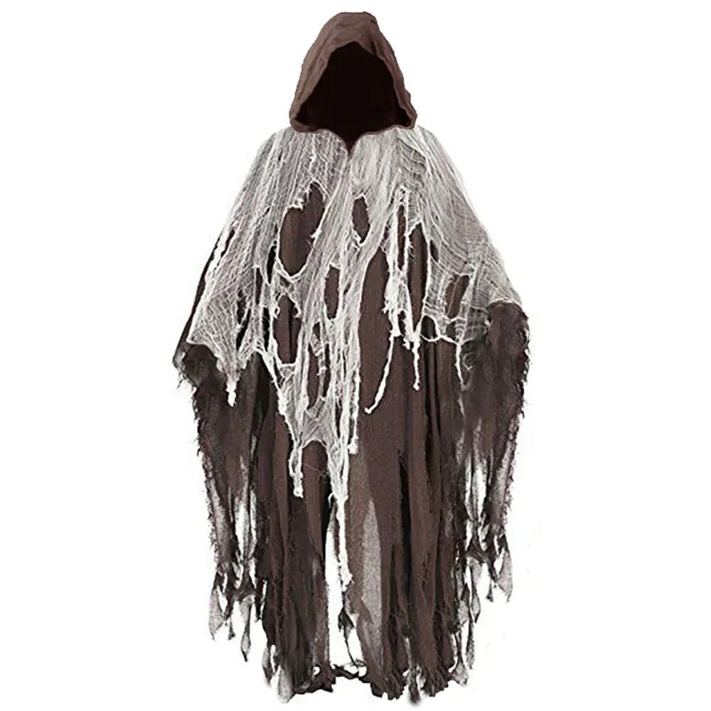 Horror Zombie Tattered Hooded Capes Unisex Halloween Ghost Dementors Cosplay Costume Day of The Dead Party Props Cloaks