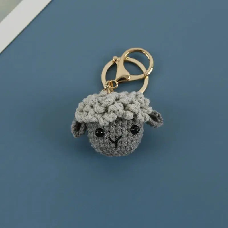 Cute Small Bear Couple Keychains Knitting Cartoon Bear Mini Animal Doll Keyrings Crochet Keychain Wholesale Custom Acceessories