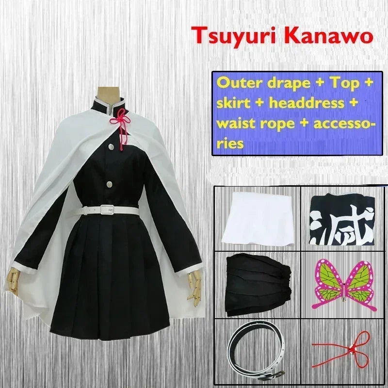 Anime Kimetsu No Yaiba Kamado Nezuko Cosplay Kostuum Kimono Demon Slayer Cosplay Pruiken Haren Halloween Carnaval Vrouwen Outfit