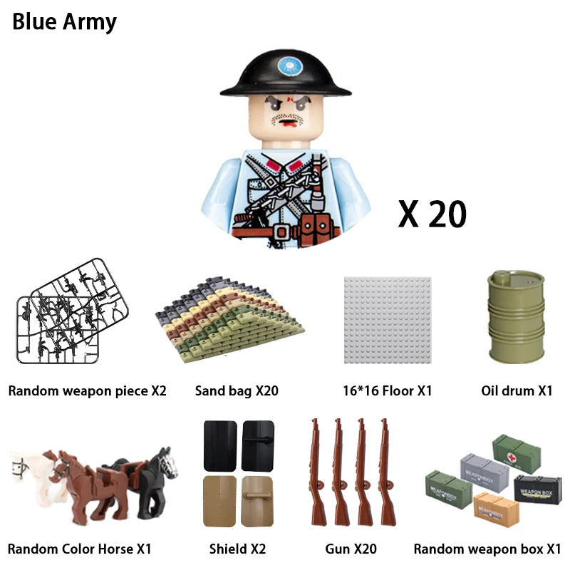 40/set World War II military building blocks National army soldier Character weapon assembly building block Children's toy gifts