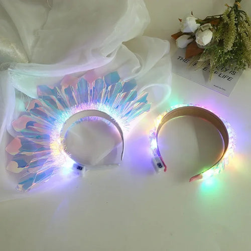 1-10PCS LED Light Up Headband Glowing Crown Hairband Flashing Headdress Luminous Cosplay Party Headwear for Nightclub and Events