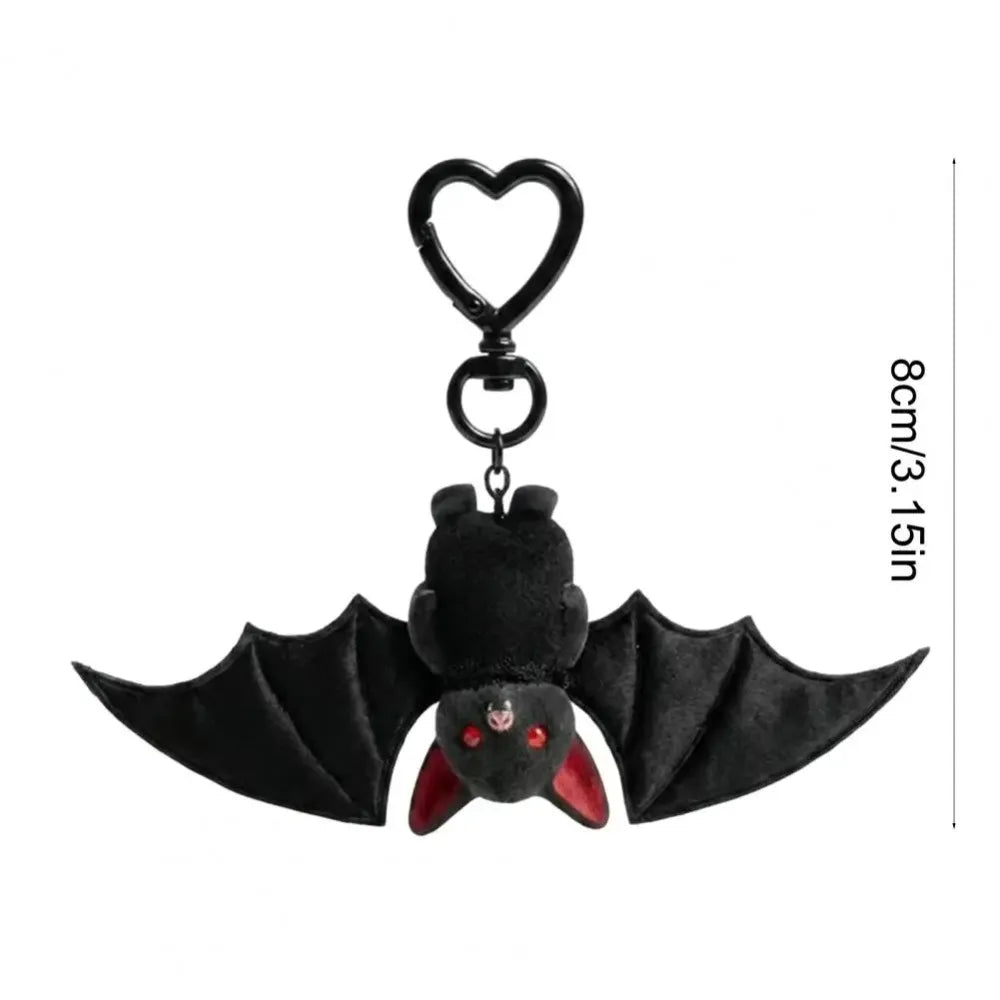 Plush Black Bat Keychain Gothic Transformable Bat Key Ring Pendant Backpack Bag Purse Charm Halloween Gift Gothic Bat Keyring