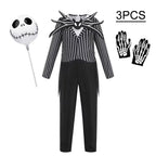 Kids Jack Skellington Cosplay Costume The Nightmare Before Christmas Boys Striped Outfit  Halloween Party Fancy Dress Up Set