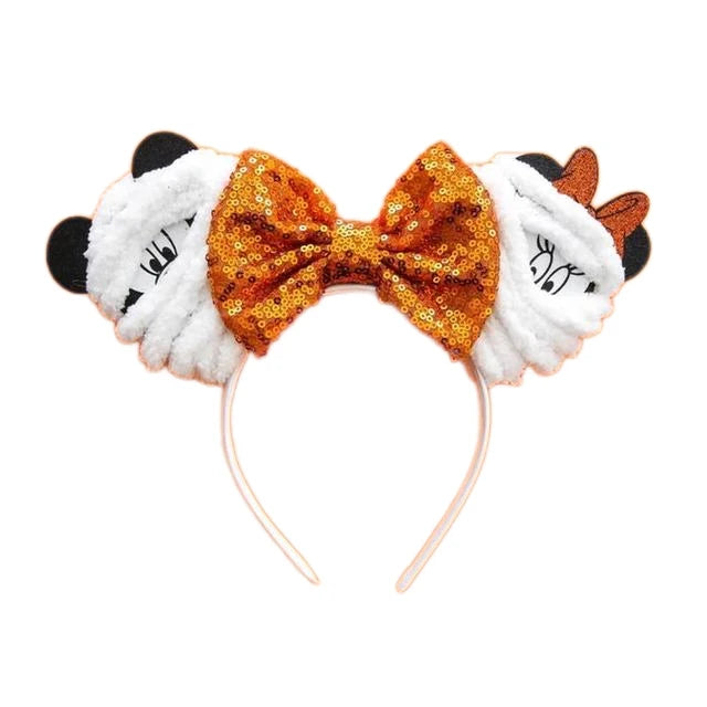 Mouse Ears Headband Cartoon Sequin Bows Headband Birthday Party Christmas Halloween Princess Cosplay Costume For Women Adult