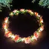 Luminous Rose Flower Headband LED Light up Wreath for Women Girl Bridal Wedding Party Hairband Christmas Valentine's Day Gifts