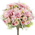 Artificial Rose Flowers Wedding Home Room Yard Decor Bridal Bouquet Garden Fake Silk Dahlia Hydrangeas Vase For Board Outdoors