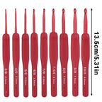 9PCS Red Crochet Hook Ergonomic Handle for Arthritic Hands Extra Long  Knitting Needles for Beginners and Crocheting Yarn