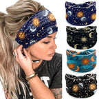 Bohemia Print Wide Headbands New Vintage Elastic Knot Turban Headwrap for Women Girls Soft Print Yoga Bandana Hair Accessories