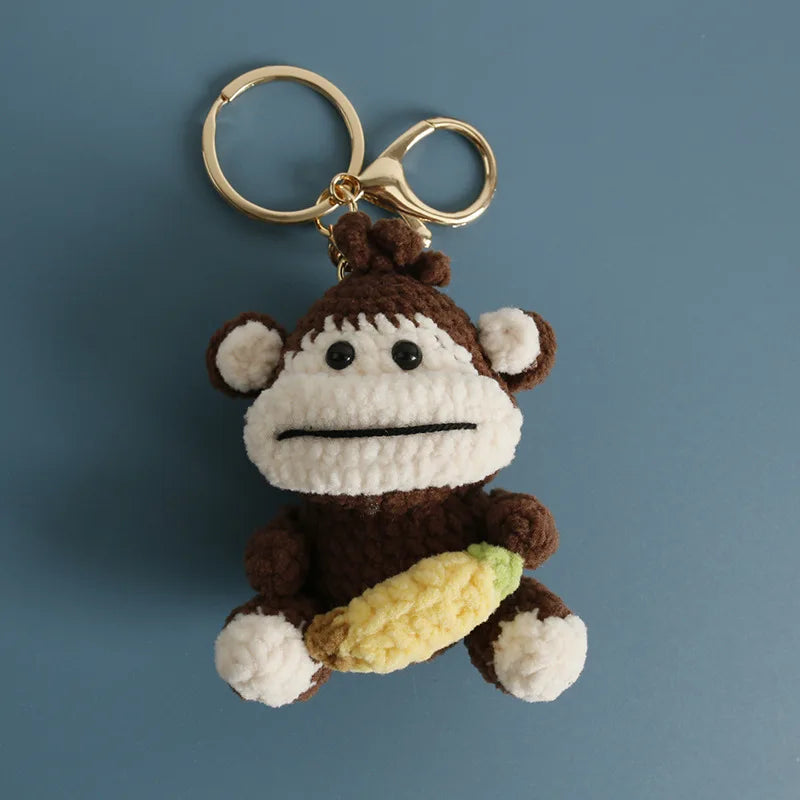 Funny Sheep Doll Crochet Keychains Custom Crochet Cartoon Animal Doll Series Keyring Knitting Bee Doll Cute Keychain Wholesale
