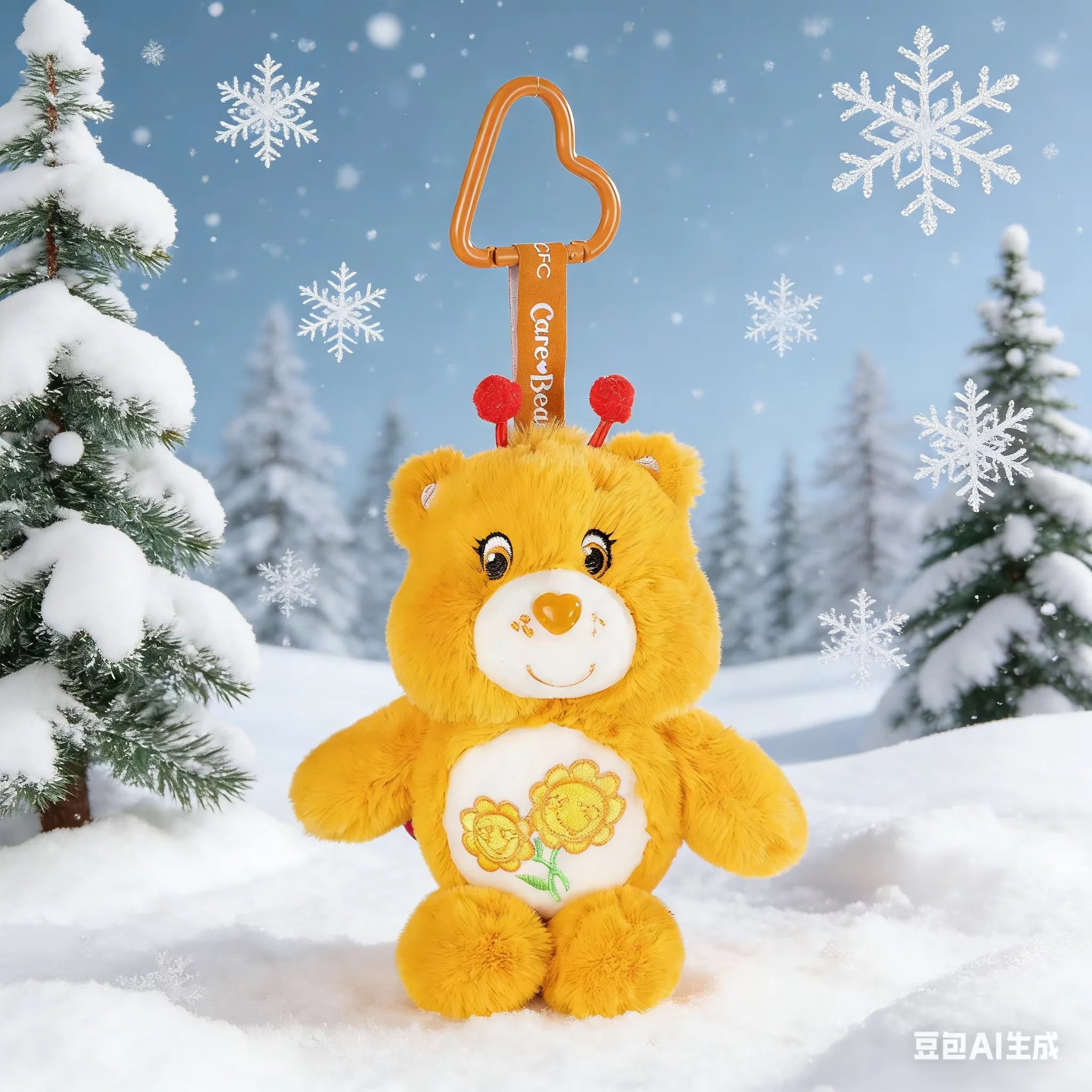 New Genuine Carebears Plush Rabbit Hat Keychain Rainbow Bear Doll Pendant School Bag Ornament Gift