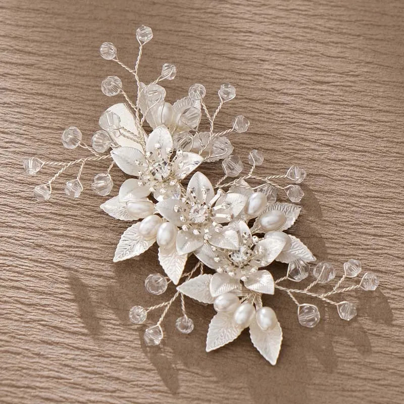 Fashion Pearl Flower Clip Silver Color Hair Combs Wedding Bridal Jewelry Accessories Headpieces For Woman Bride Hair Ornaments
