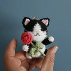 Exquisite Kitten Doll Crochet Keychain For Bag Pendant Knitted Small Cat Doll Keyrings Cute Kitten Keychain Custom Accessories
